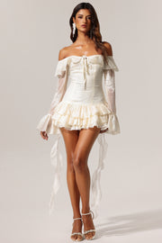 Wenie Off-the-Shoulder Long Sleeve Flounce Mini Dress